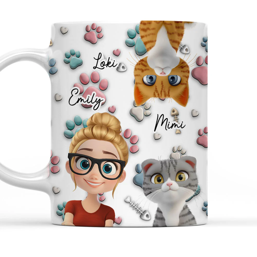 Cat And Human Cartoon - Personalized Custom Coffee Mug