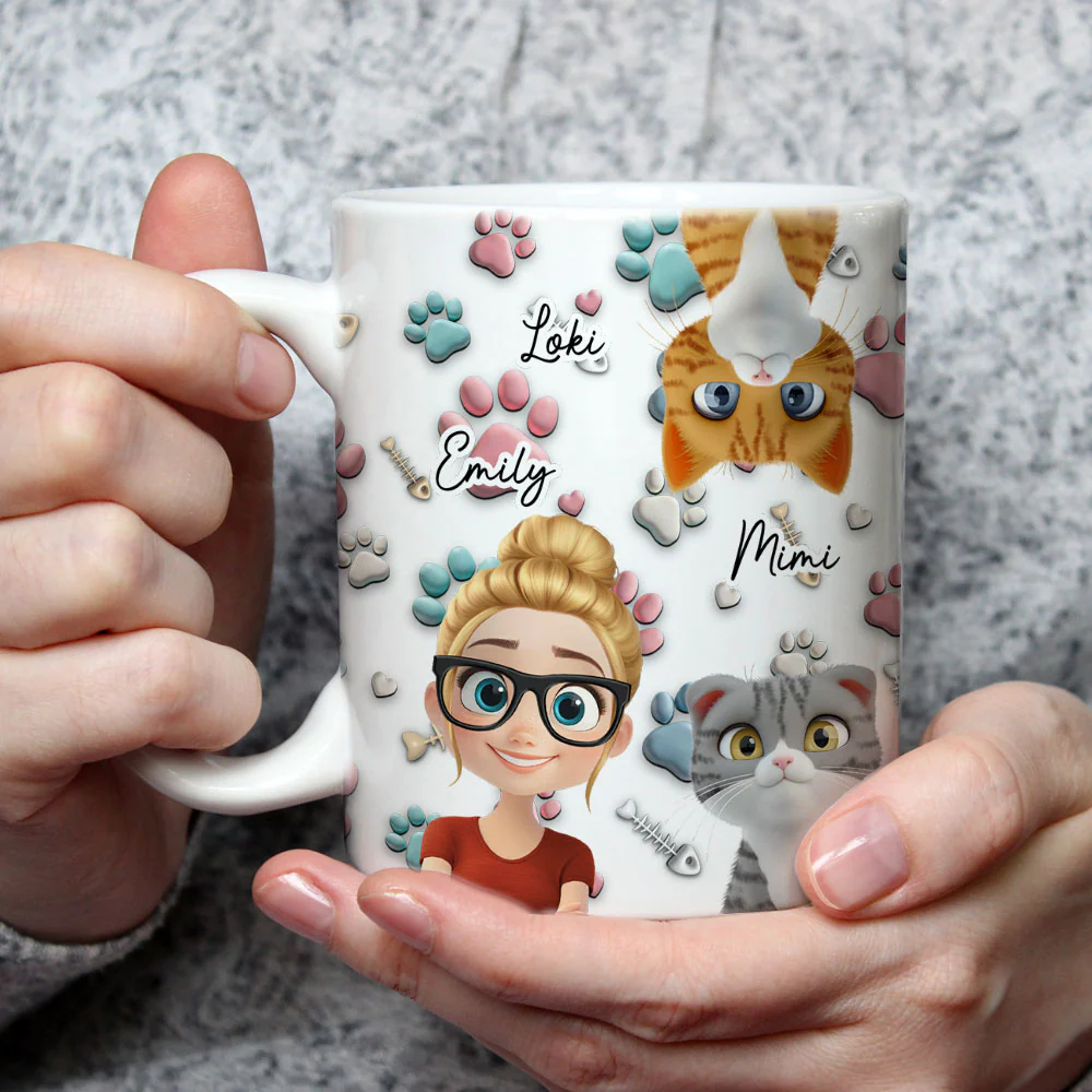 Cat And Human Cartoon - Personalized Custom Coffee Mug - Image 4