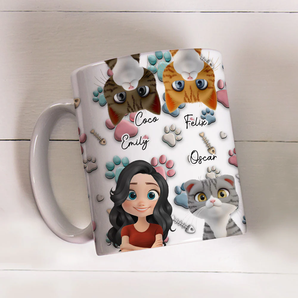 Cat And Human Cartoon - Personalized Custom Coffee Mug - Image 5
