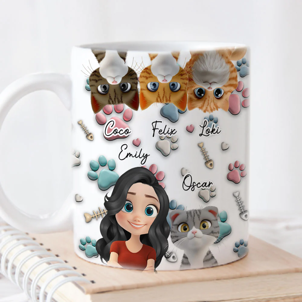 Cat And Human Cartoon - Personalized Custom Coffee Mug - Image 6