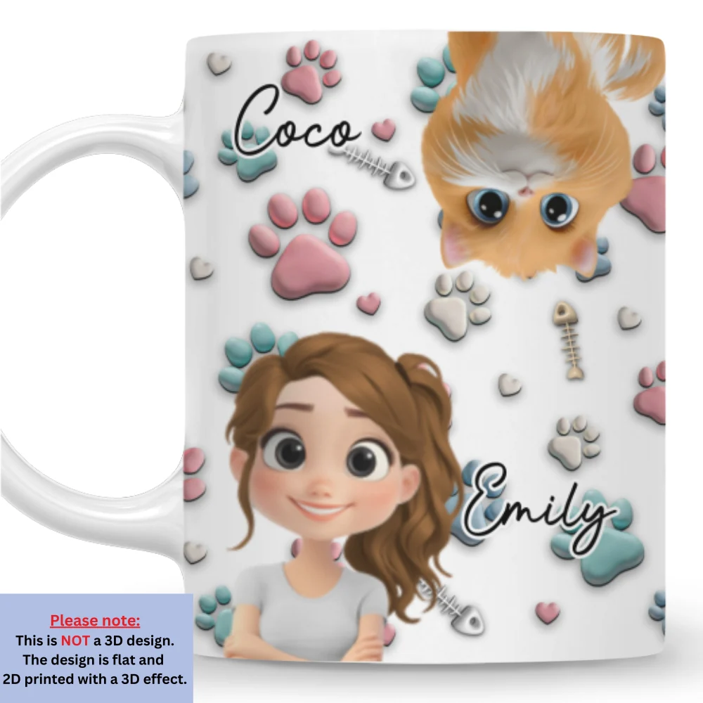 Cat And Human Cartoon - Personalized Custom Coffee Mug - Image 8
