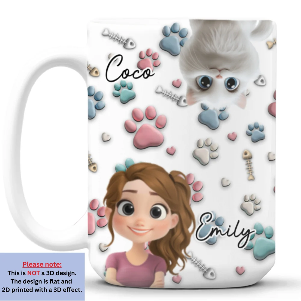 Cat And Human Cartoon - Personalized Custom Coffee Mug - Image 9