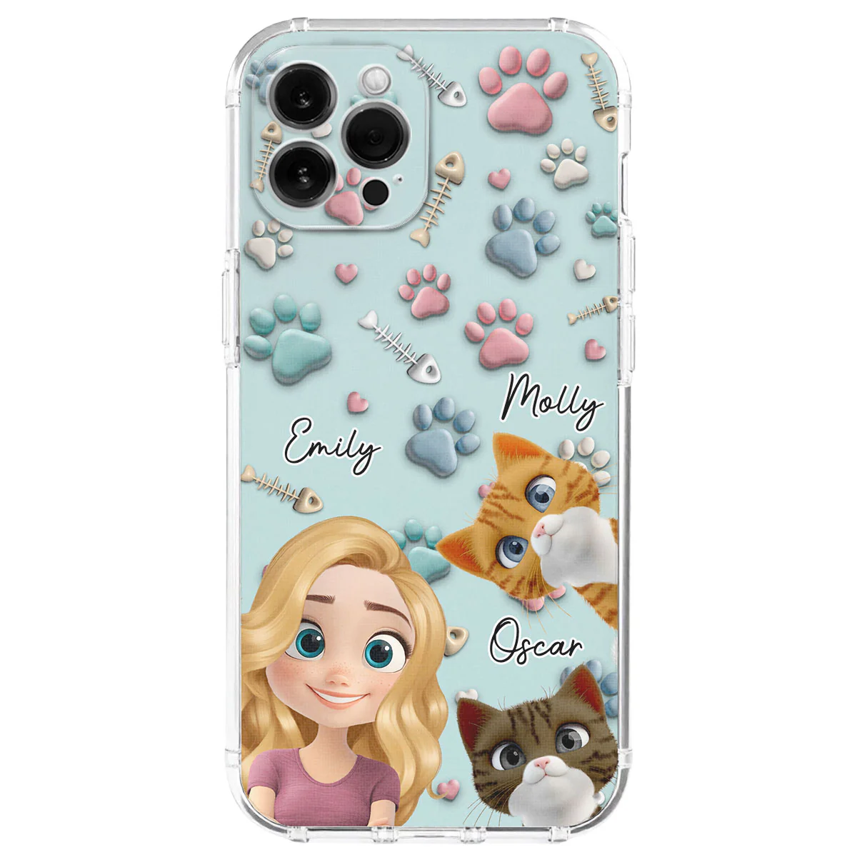Cat And Human Cartoon - Personalized Custom Phone Case