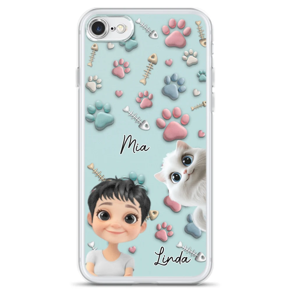Cat And Human Cartoon - Personalized Custom Phone Case - Image 4