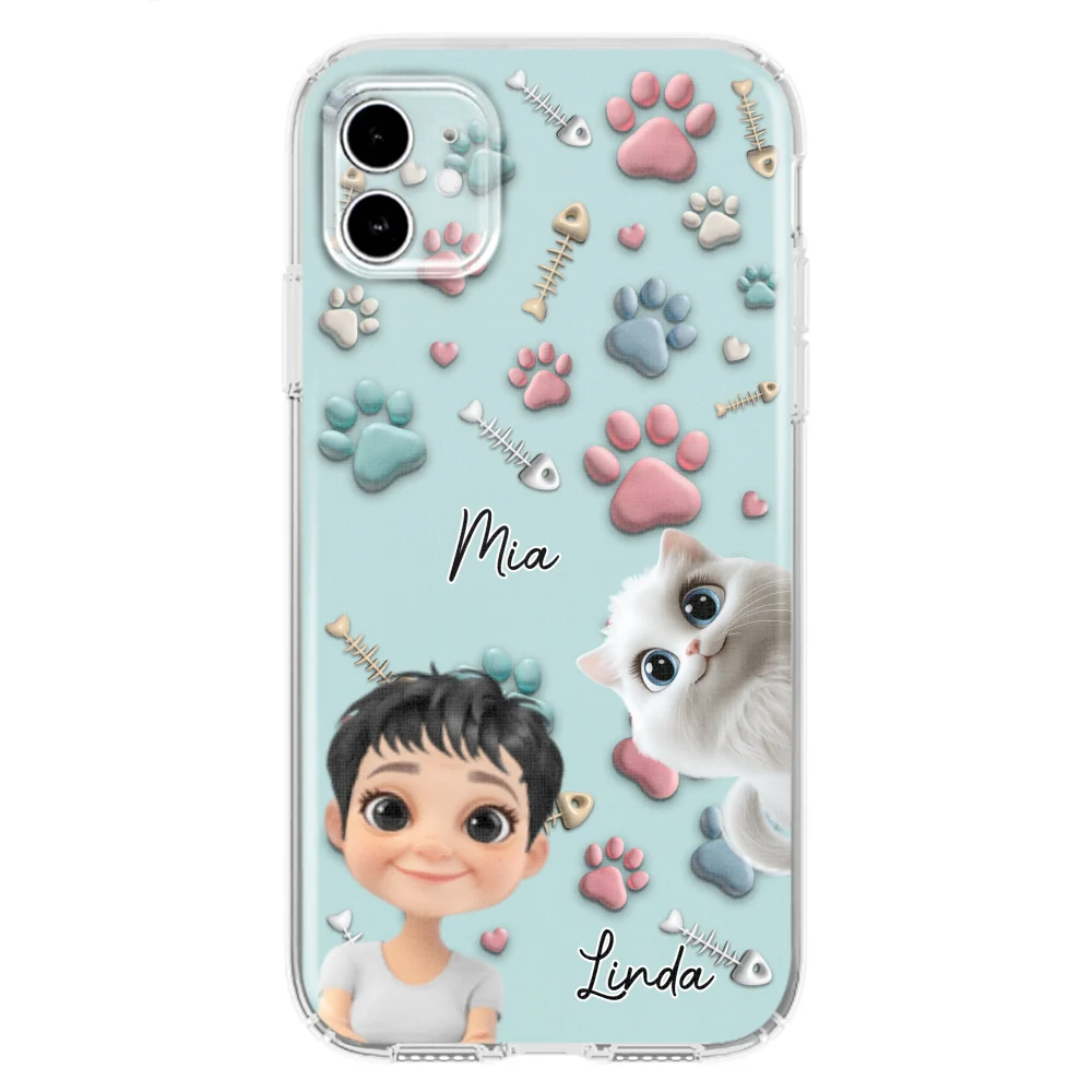 Cat And Human Cartoon - Personalized Custom Phone Case - Image 6