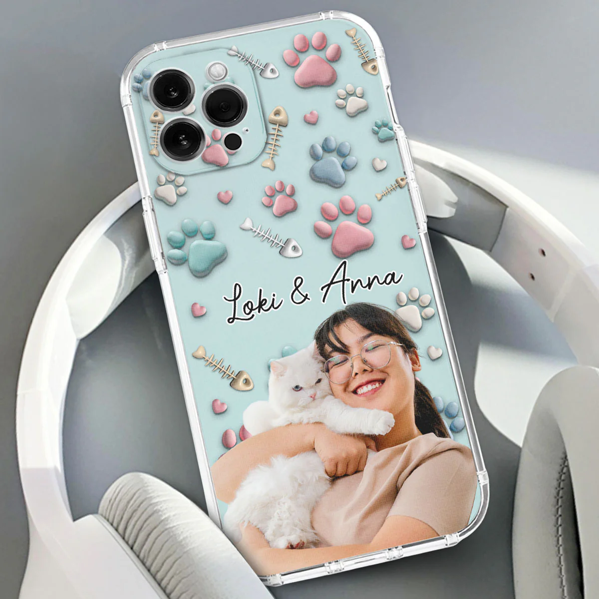 Cat And Human Cartoon Photo - Personalized Custom Phone Case - Image 4