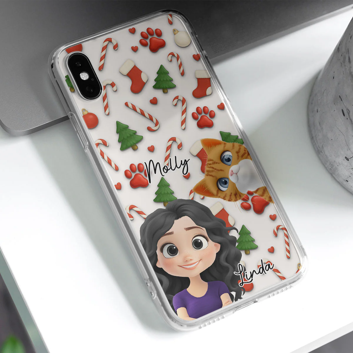 Cat And Human Cartoon Ver 2 - Personalized Custom Phone Case - Image 2