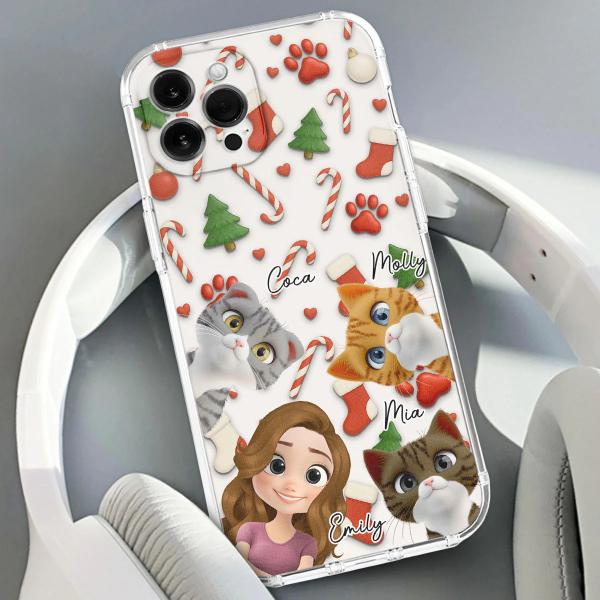 Cat And Human Cartoon Ver 2 - Personalized Custom Phone Case - Image 3