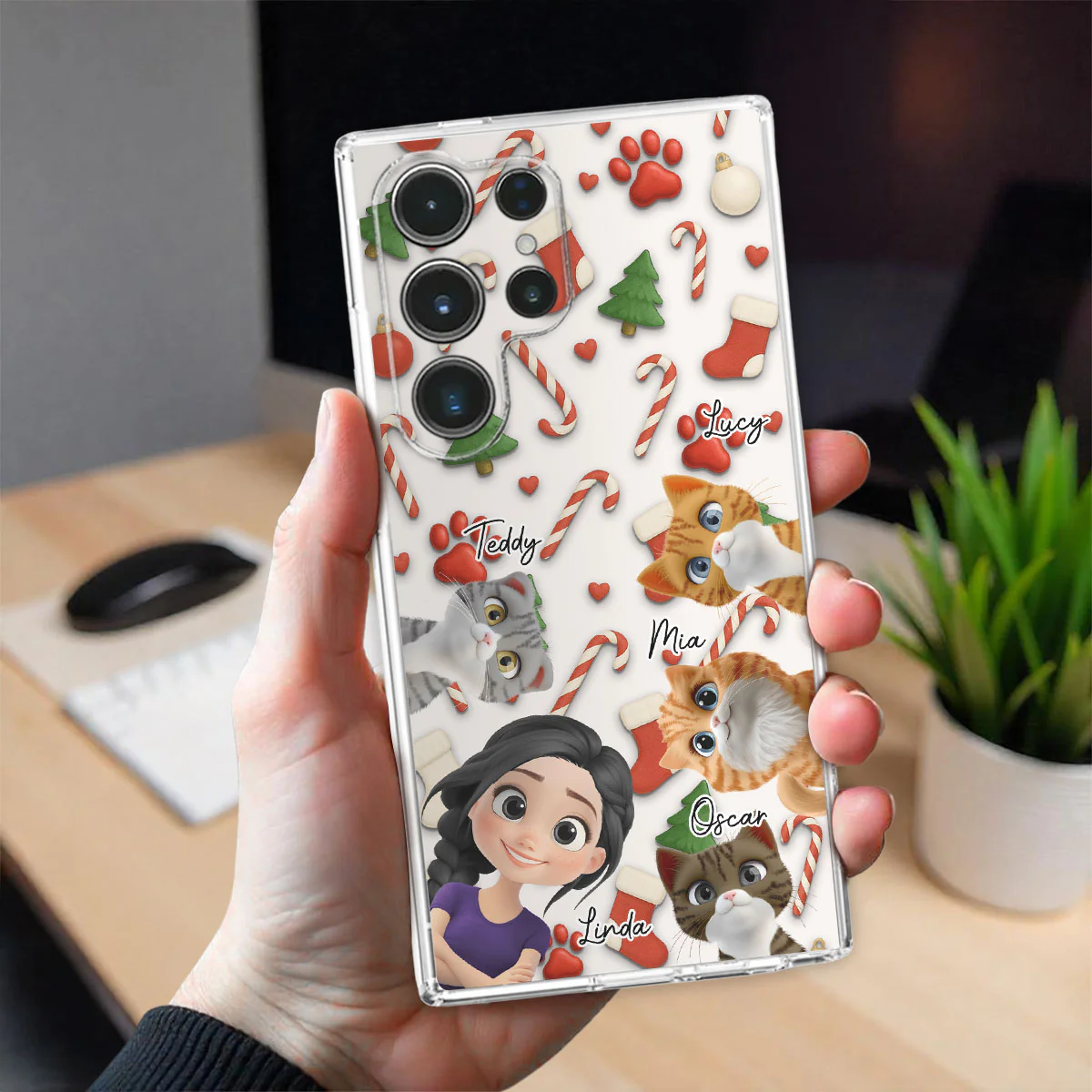 Cat And Human Cartoon Ver 2 - Personalized Custom Phone Case - Image 4