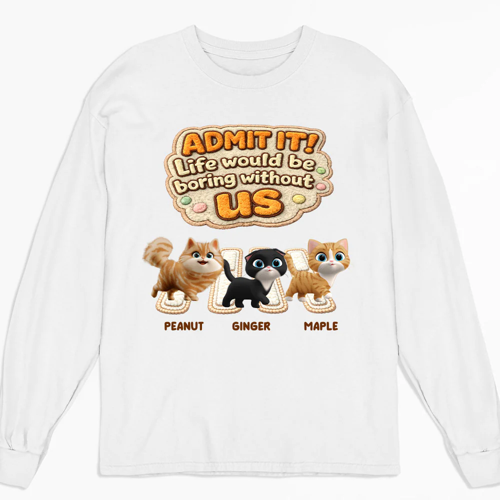 Cat Boss Energy - Personalized Custom Long Sleeve T-Shirt