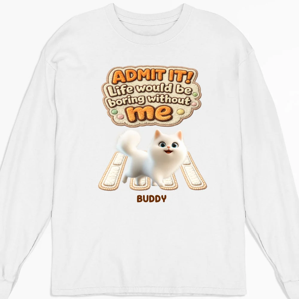 Cat Boss Energy - Personalized Custom Long Sleeve T-Shirt - Image 4