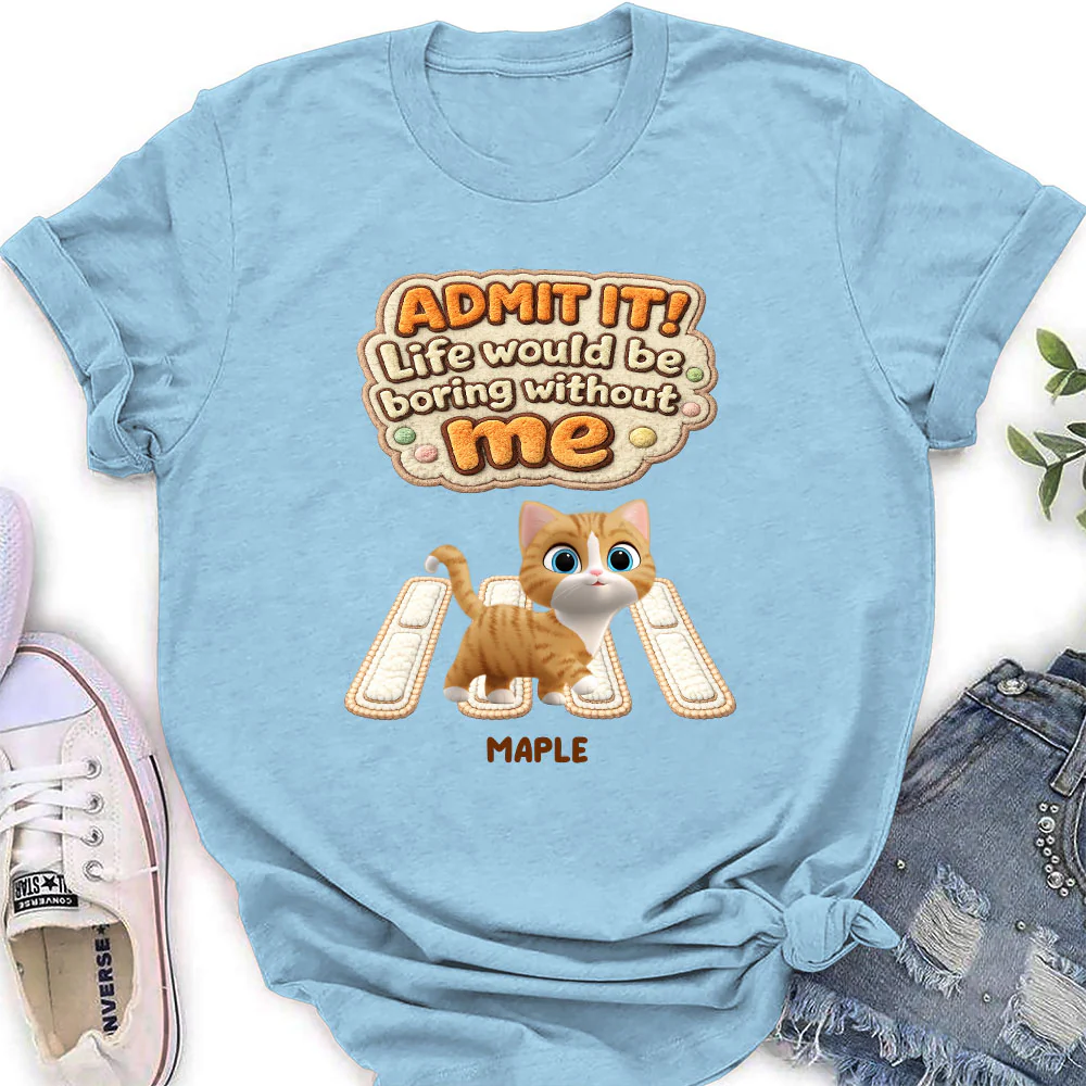 Cat Boss Energy - Personalized Custom Women's T-Shirt - Image 3