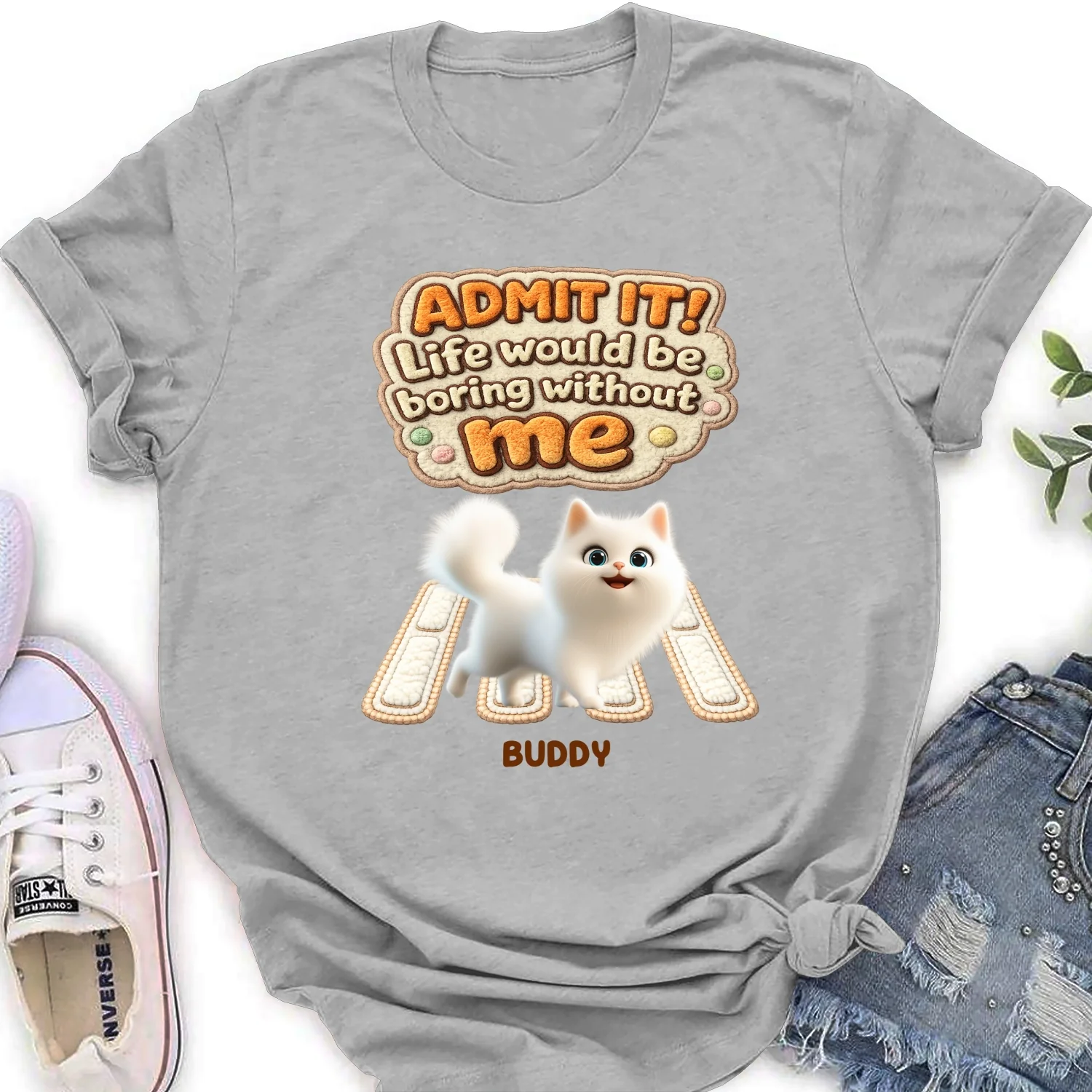 Cat Boss Energy - Personalized Custom Women's T-Shirt - Image 6