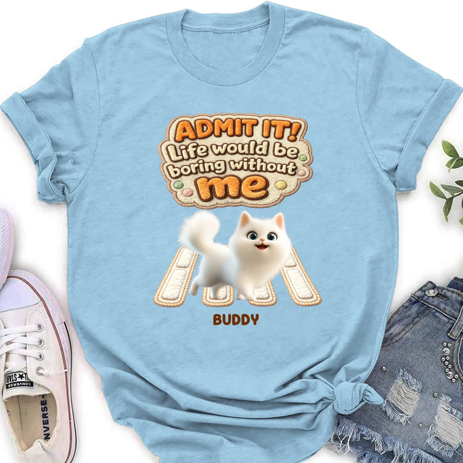 Cat Boss Energy - Personalized Custom Women's T-Shirt - Image 8