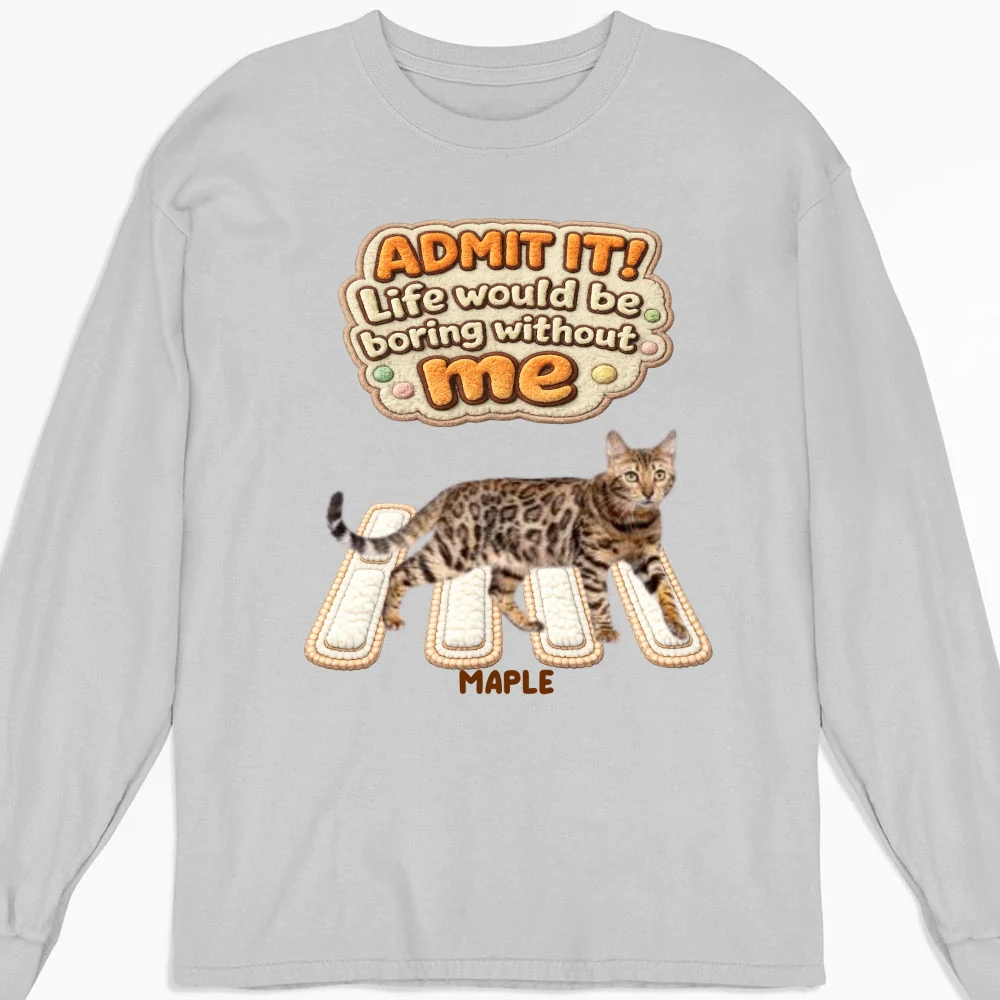 Cat Boss Energy Photo - Personalized Custom Long Sleeve T-Shirt - Image 4
