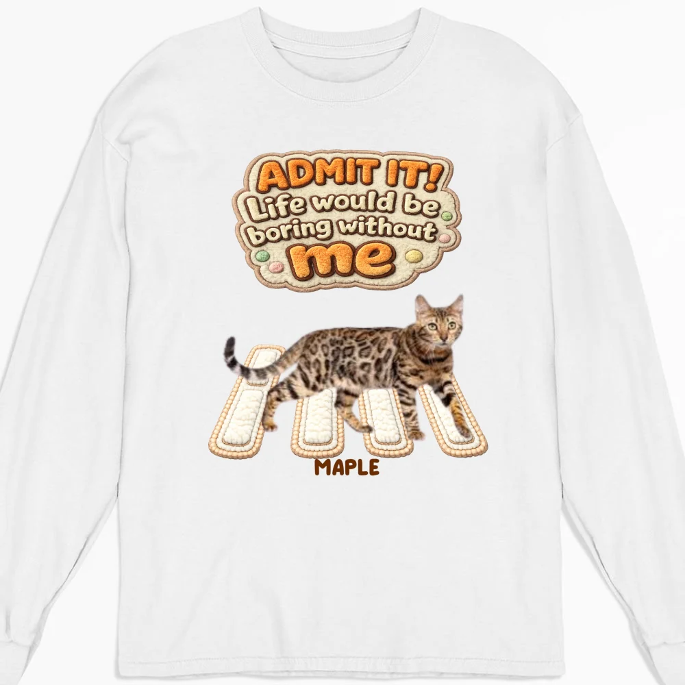 Cat Boss Energy Photo - Personalized Custom Long Sleeve T-Shirt - Image 5