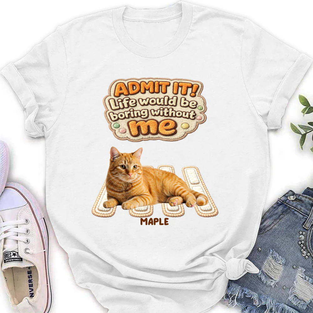 Cat Boss Energy Photo - Personalized Custom Women's T-Shirt - Image 2
