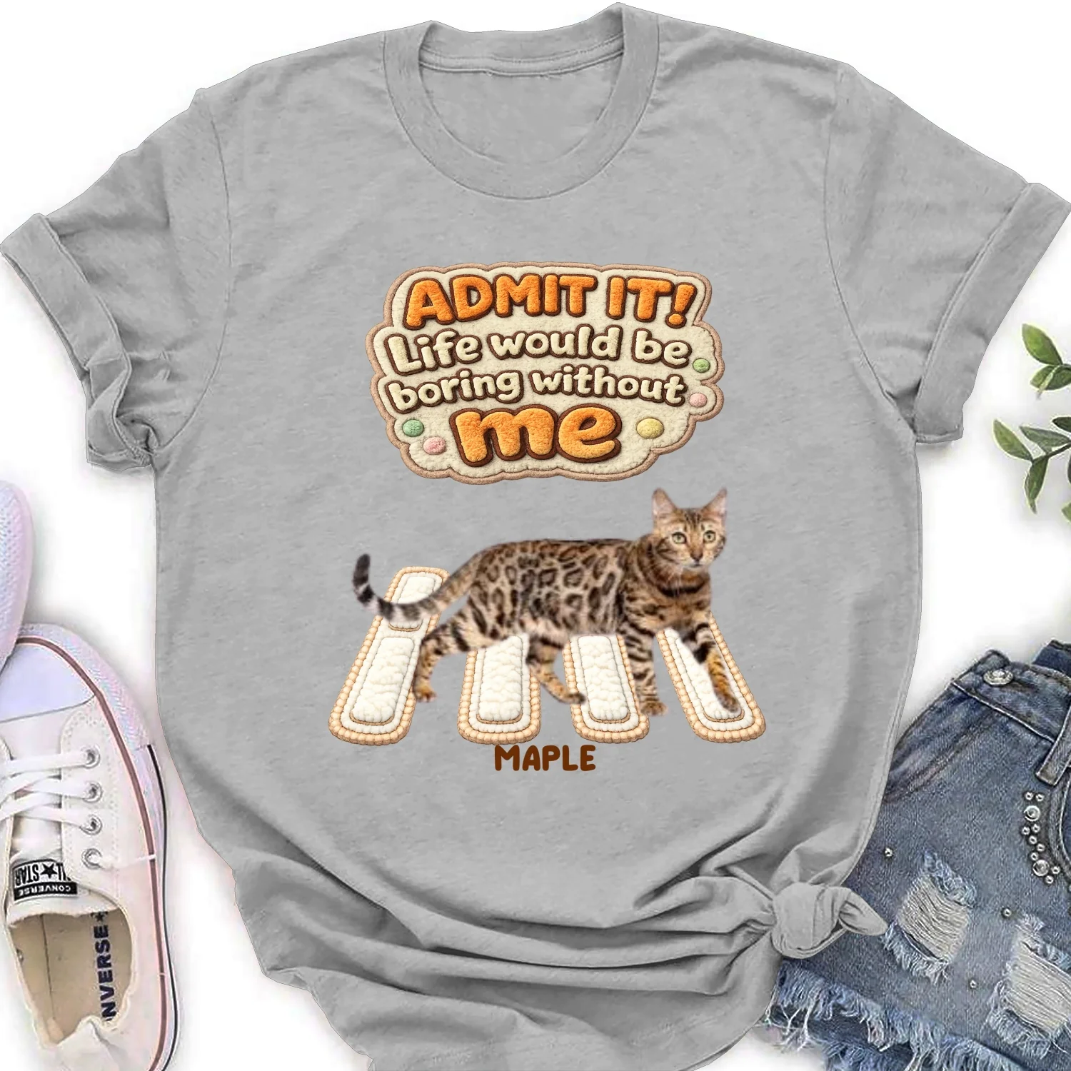 Cat Boss Energy Photo - Personalized Custom Women's T-Shirt - Image 5