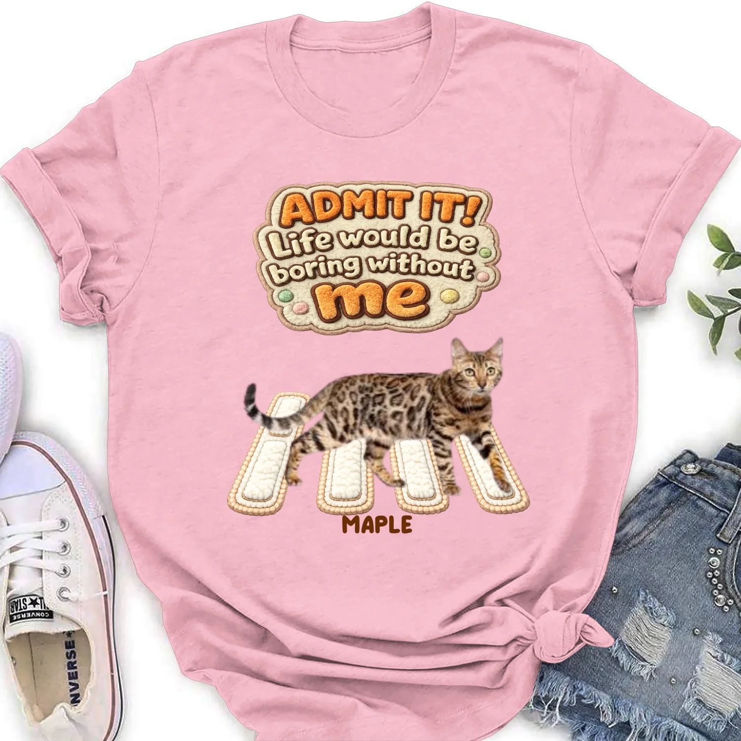 Cat Boss Energy Photo - Personalized Custom Women's T-Shirt - Image 6