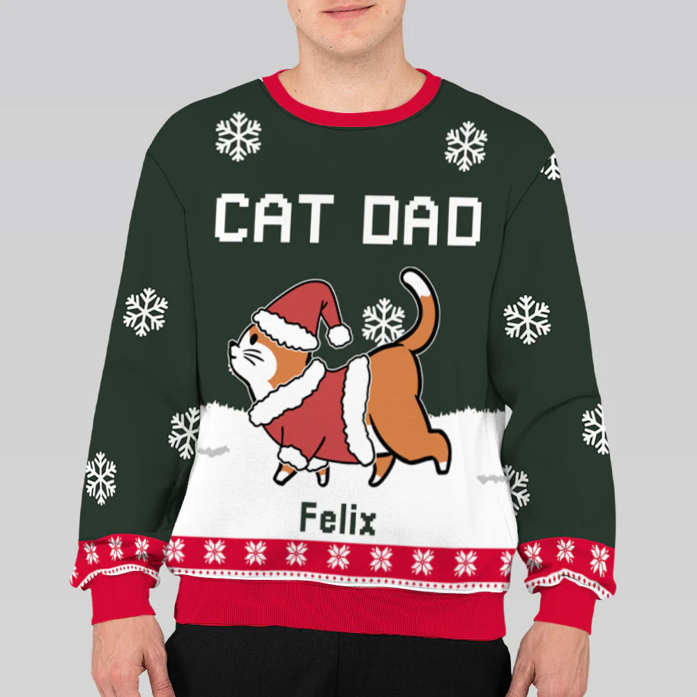 Cat Dad/Mom Winter - Personalized Custom All-Over-Print Sweatshirt - Image 3
