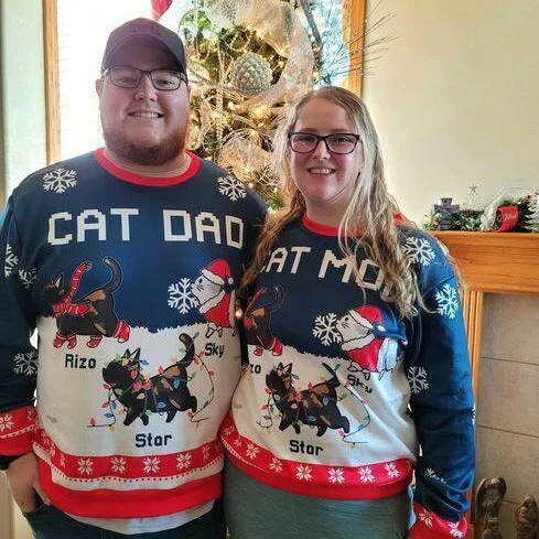 Cat Dad/Mom Winter - Personalized Custom All-Over-Print Sweatshirt - Image 7