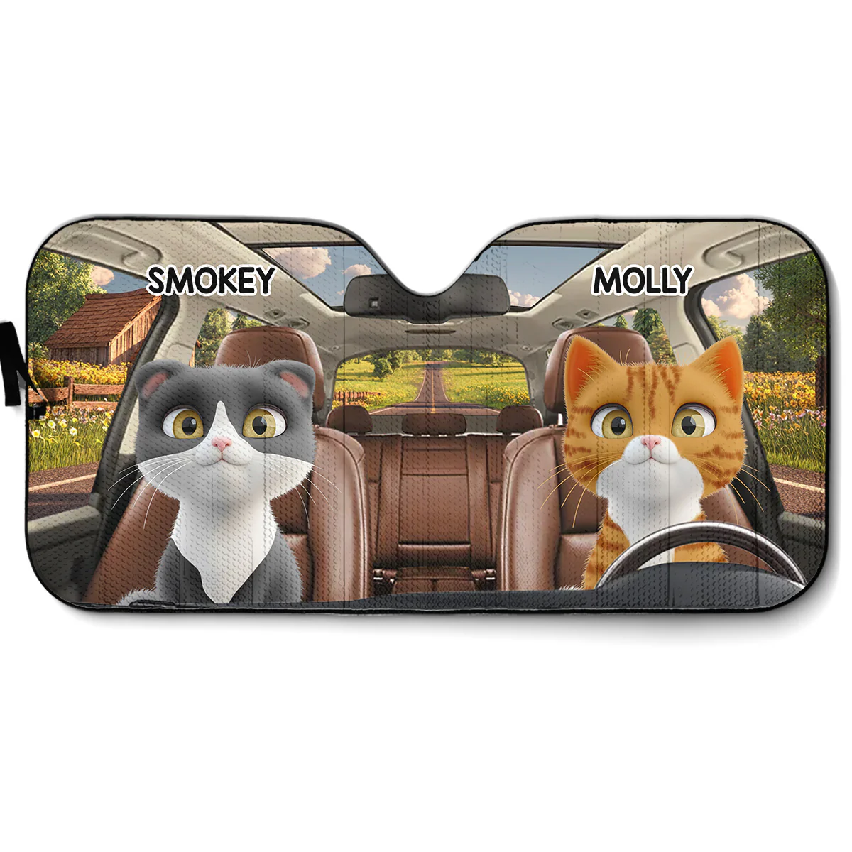 Cat Drives Car - Personalized Custom Car Sunshade