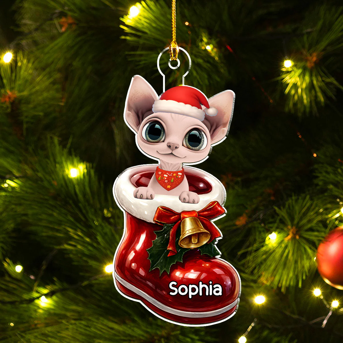 Cat Here In Your Shoes - Personalized Custom 3D Effect Acrylic Ornament - Image 4