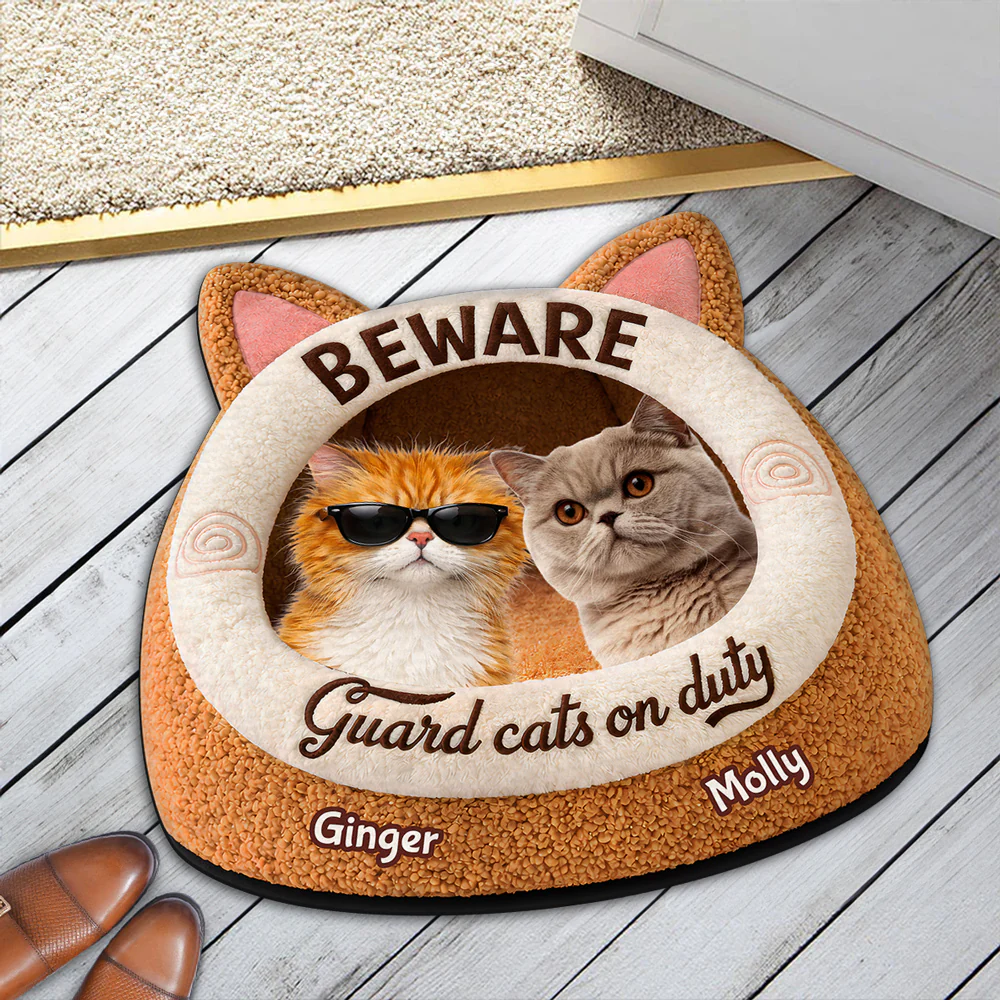 Cat Judging In Progress Photo - Personalized Custom Doormat - Image 2