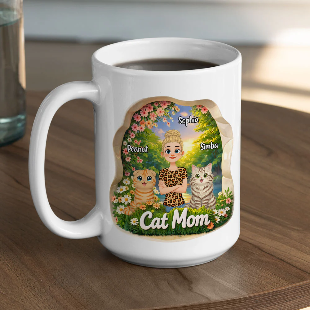 Cat Mom Approved - Personalized Custom 3D Effect Mug - Image 5
