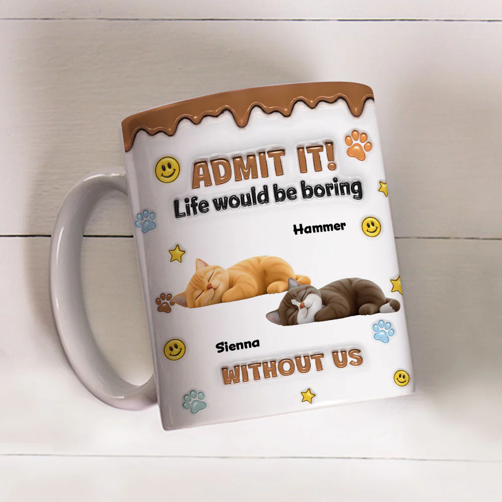 Cat Mom Dad Life Must Have Us - Personalized Custom 3D Inflated Effect Mug - Image 2