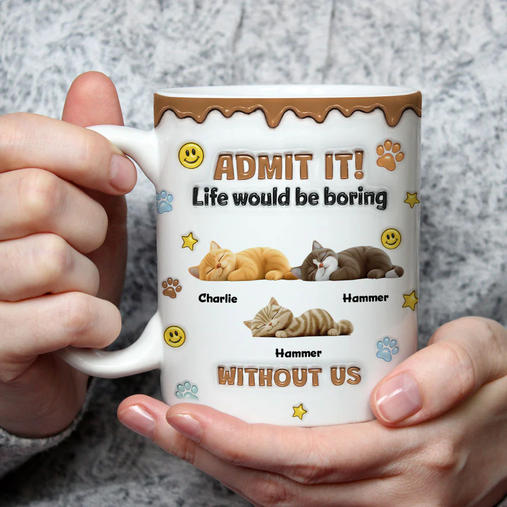 Cat Mom Dad Life Must Have Us - Personalized Custom 3D Inflated Effect Mug - Image 3