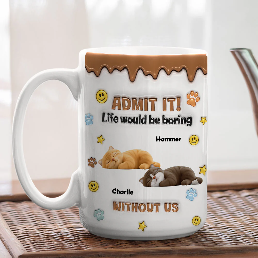Cat Mom Dad Life Must Have Us - Personalized Custom 3D Inflated Effect Mug - Image 5
