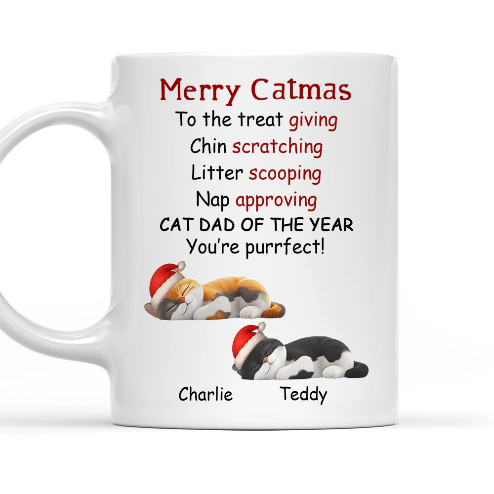 Cat Mom Dad Of The Year - Personalized Custom Coffee Mug