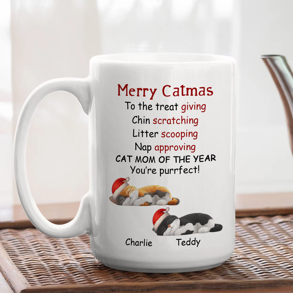 Cat Mom Dad Of The Year - Personalized Custom Coffee Mug - Image 2