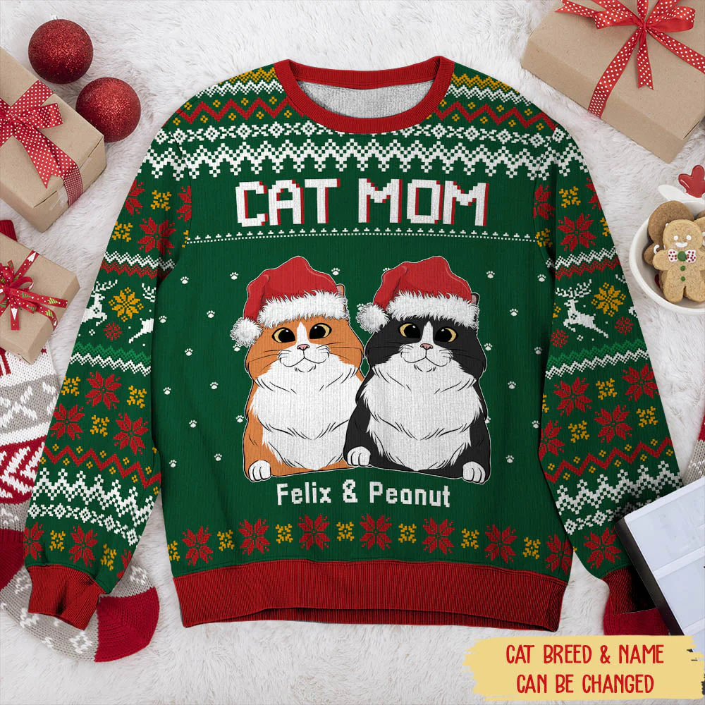 Cat Mom Dad - Personalized Custom All-Over-Print Sweatshirt - Image 2
