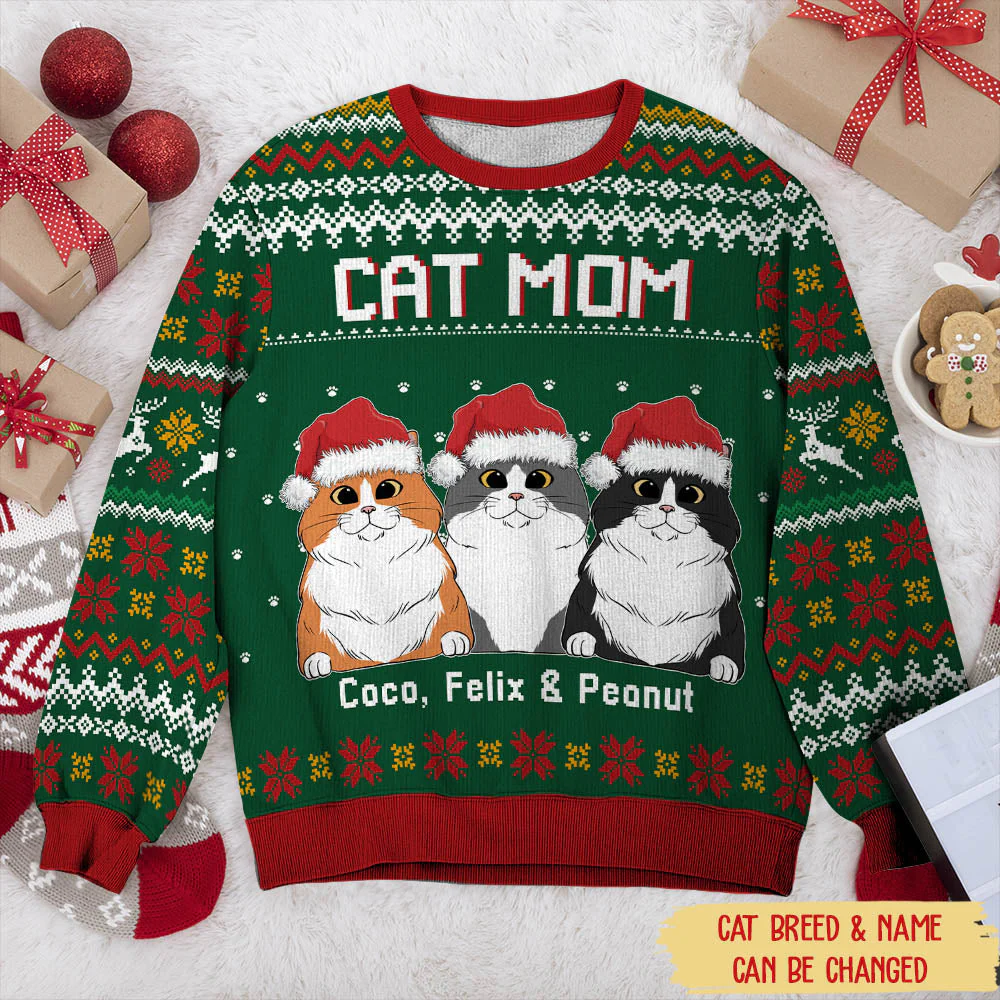 Cat Mom Dad - Personalized Custom All-Over-Print Sweatshirt - Image 3