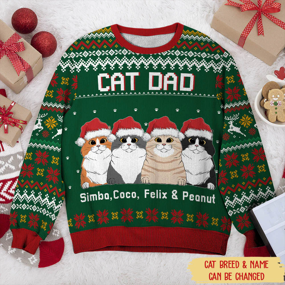Cat Mom Dad - Personalized Custom All-Over-Print Sweatshirt - Image 4