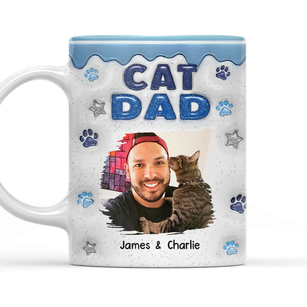 Cat Mom Dad Star Photo - Personalized Custom 3D Inflated Effect Coffee Mug