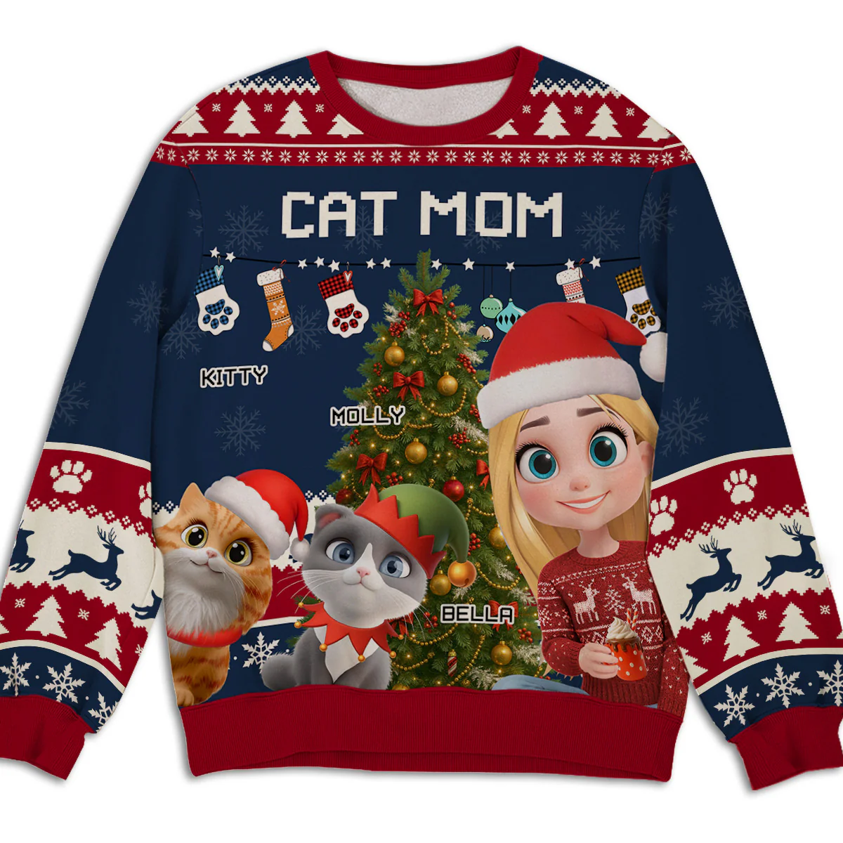 Cat Mom Dad This Pawliday - Personalized Custom All-Over-Print Sweatshirt