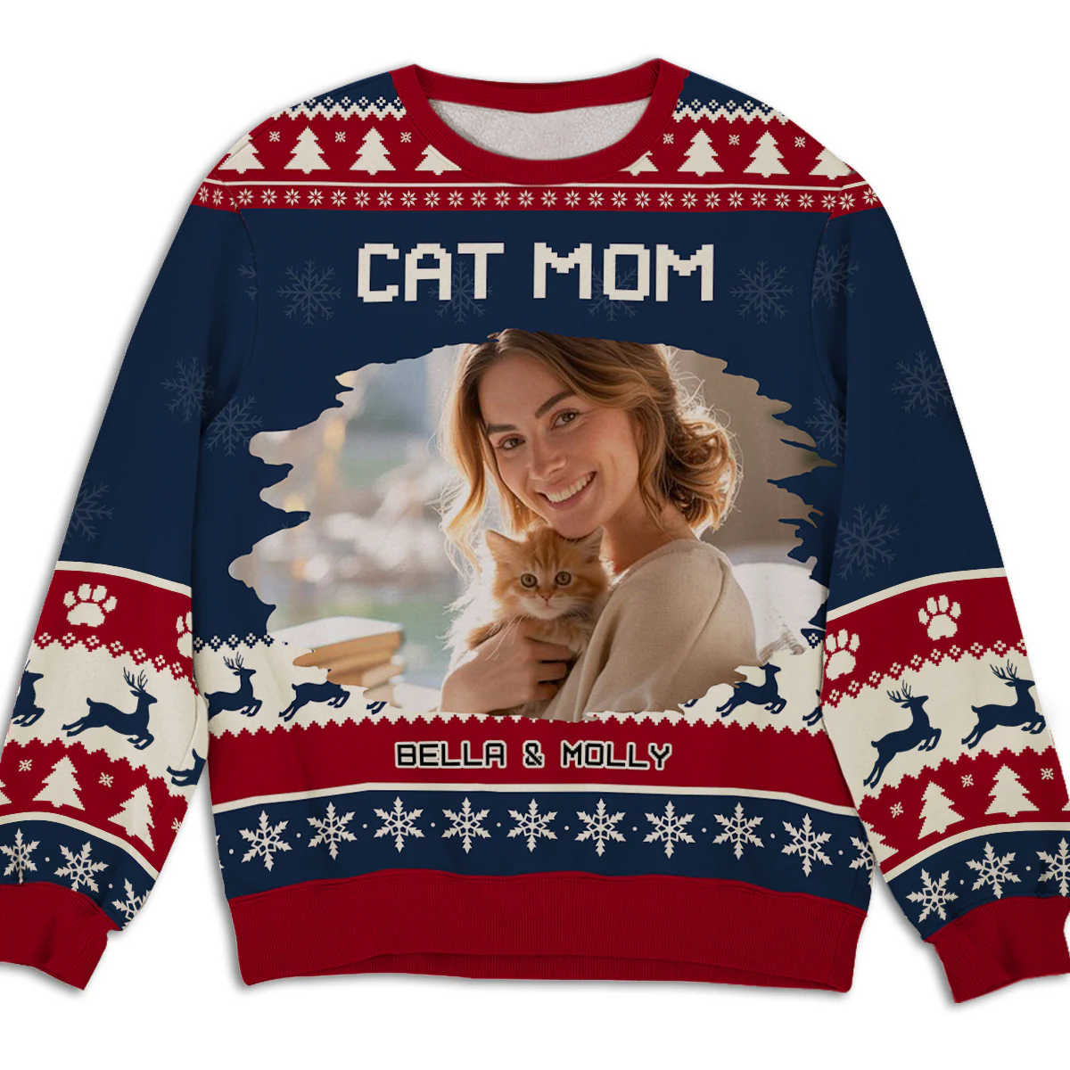 Cat Mom Dad This Pawliday Photo - Personalized Custom All-Over-Print Sweatshirt