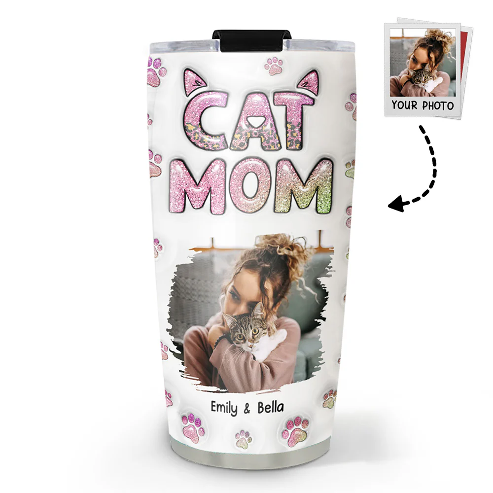 Cat Mom Lovely Chibi Version 2 Photo - Personalized Custom 3D Inflated Effect Tumbler