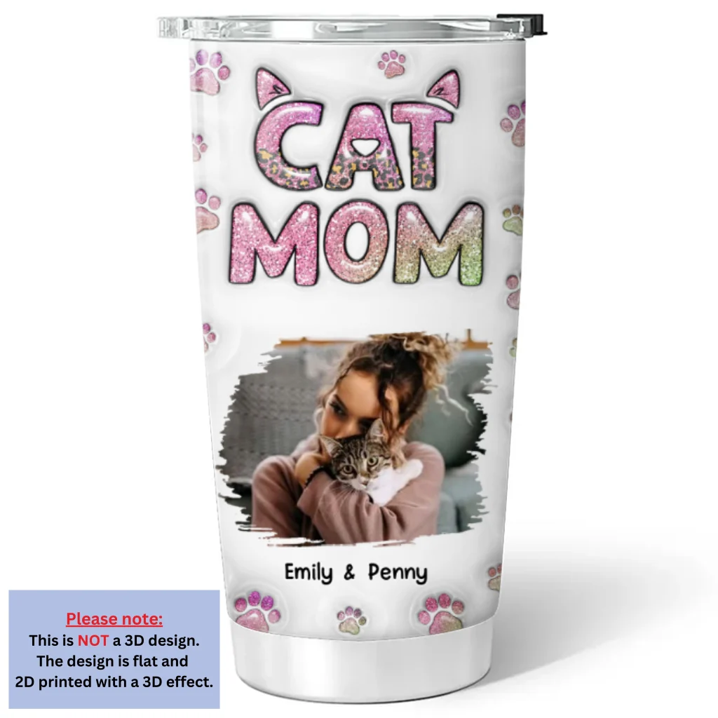 Cat Mom Lovely Chibi Version 2 Photo - Personalized Custom 3D Inflated Effect Tumbler - Image 3