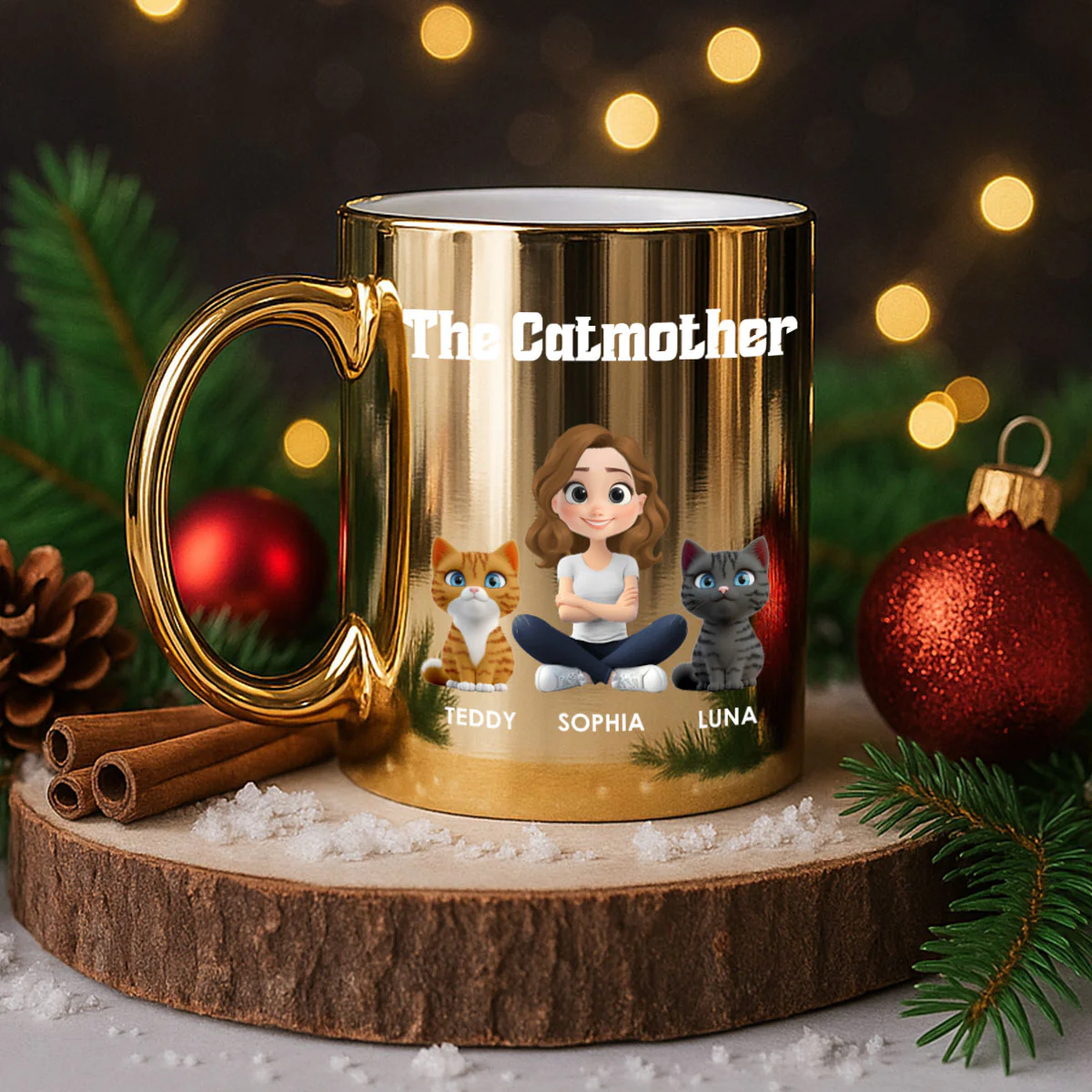 Cat Mom Luxury - Personalized Custom Metallic Mug