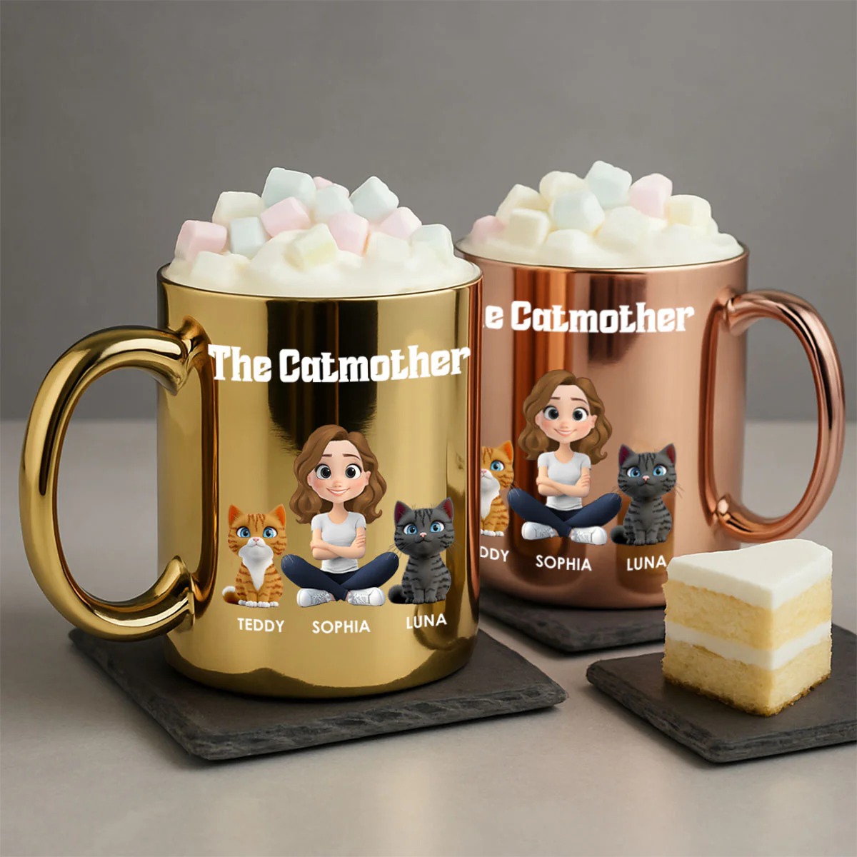 Cat Mom Luxury - Personalized Custom Metallic Mug - Image 2