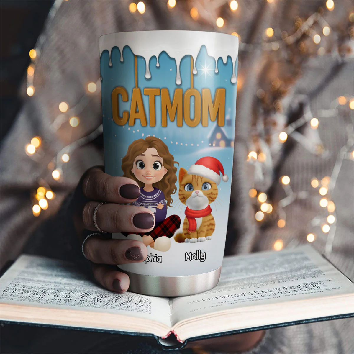 Cat Mom Now Onwards - Personalized Custom 3D Inflated Effect Tumbler - Image 4