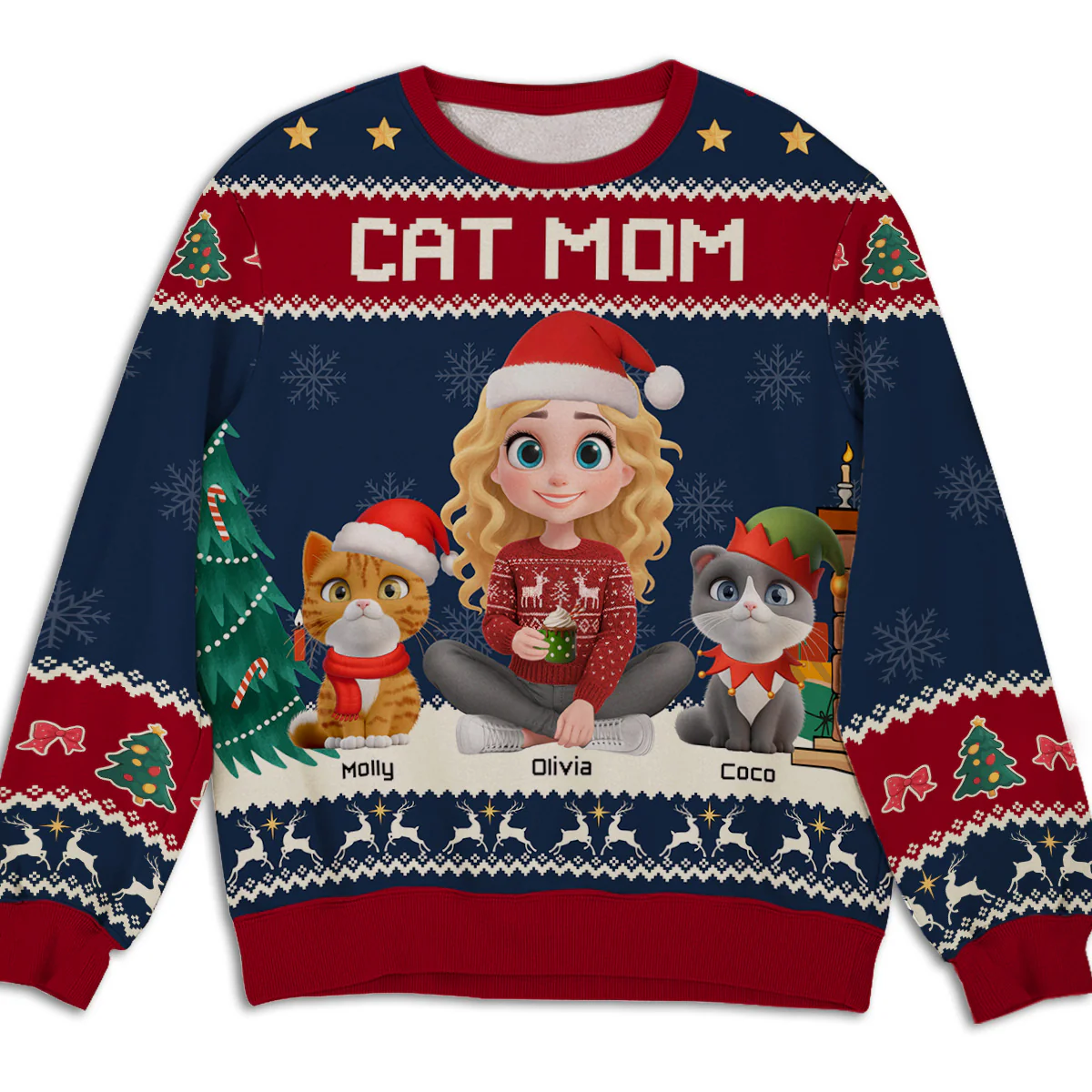 Cat Mommy Christmas - Personalized Custom All-Over-Print Sweatshirt