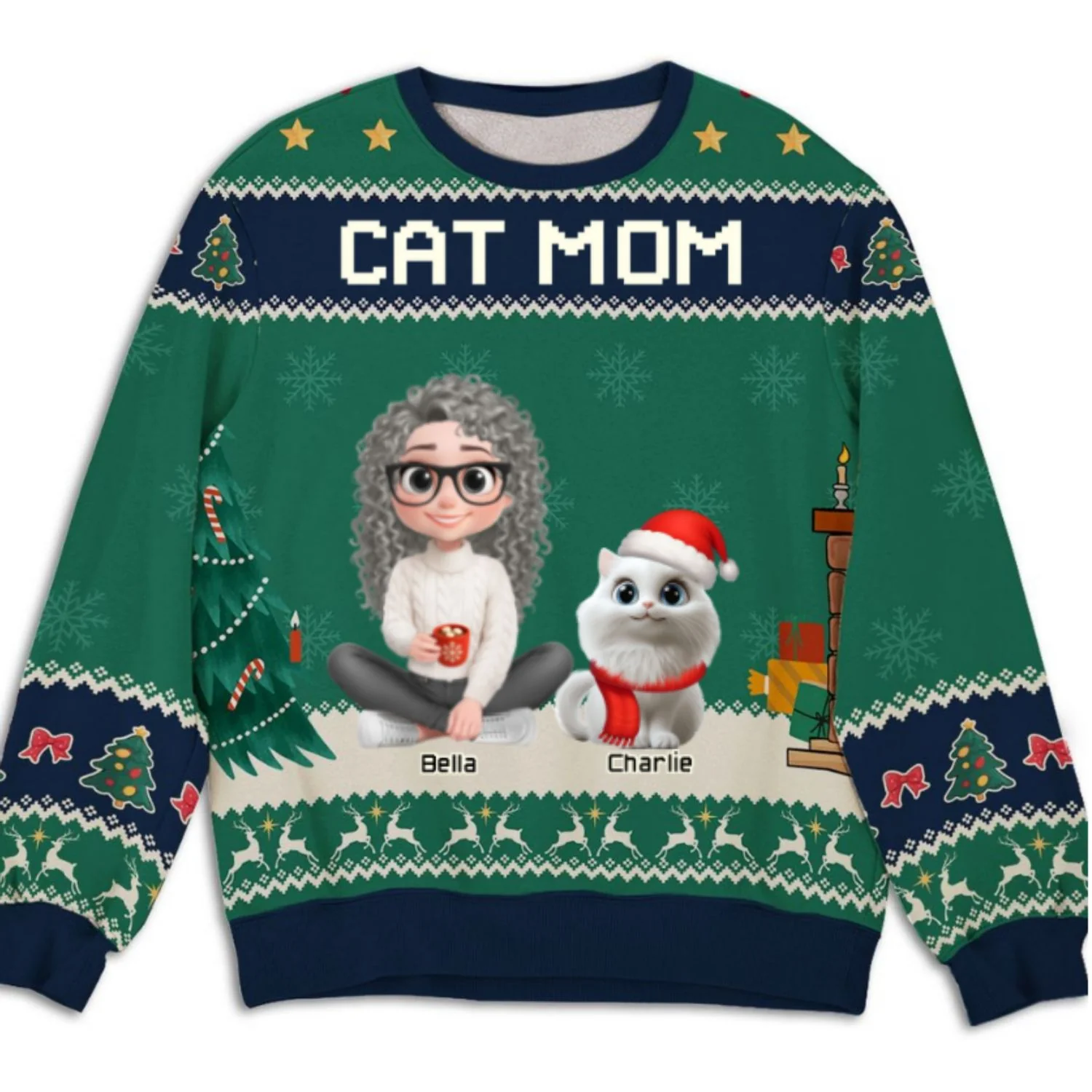 Cat Mommy Christmas - Personalized Custom All-Over-Print Sweatshirt - Image 6