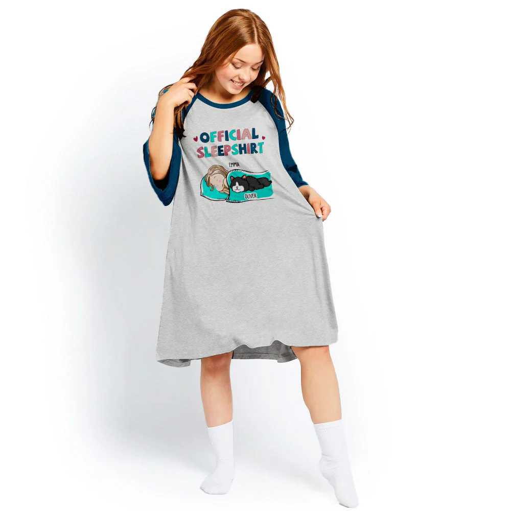 Cat Official Sleepshirt - Personalized Custom 3/4 Sleeve Dress - Image 2