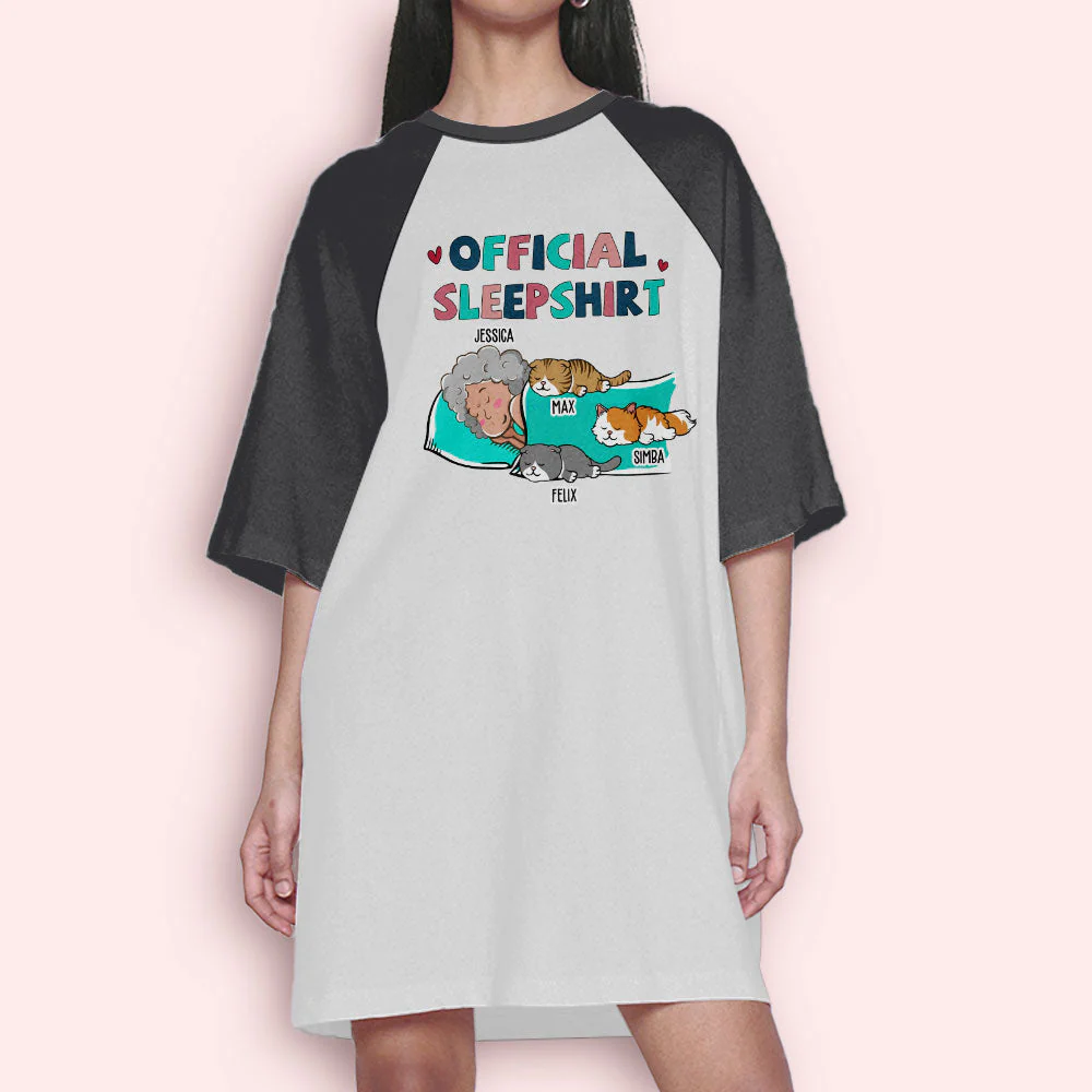 Cat Official Sleepshirt - Personalized Custom 3/4 Sleeve Dress - Image 3