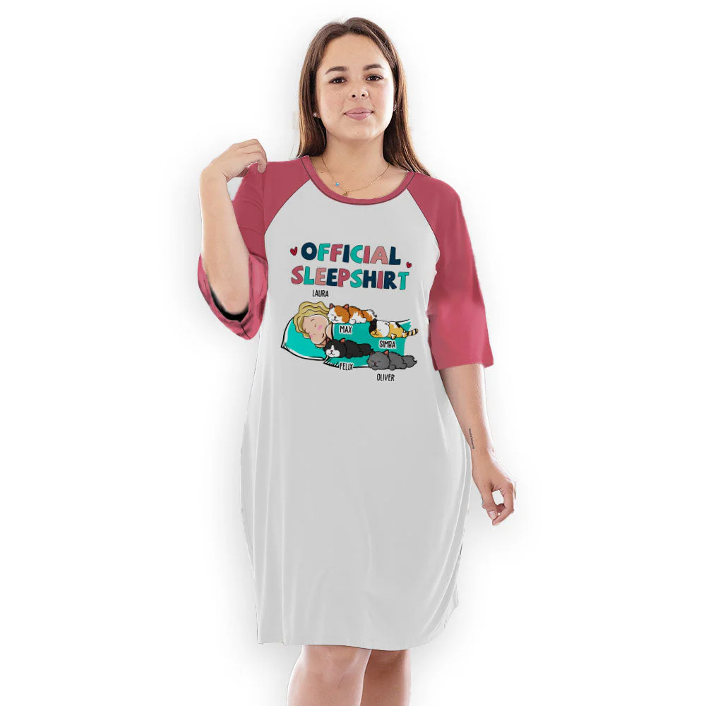 Cat Official Sleepshirt - Personalized Custom 3/4 Sleeve Dress - Image 4